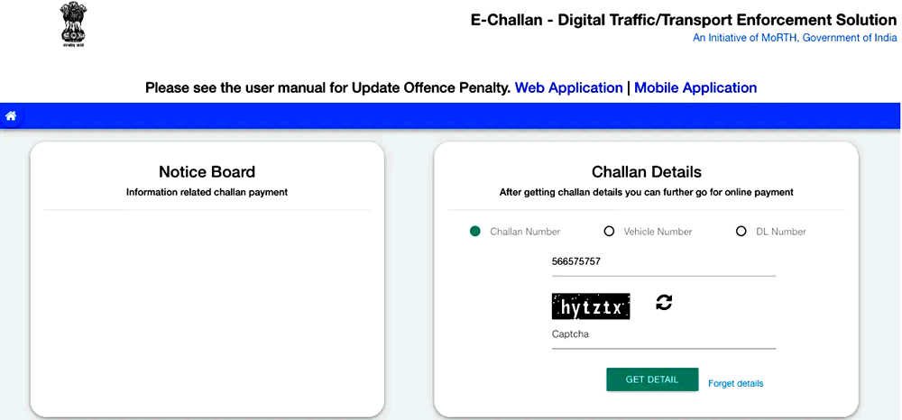 e challan pay online